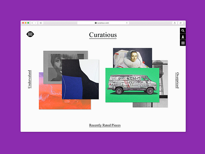 Curatious Homepage art centered grid piles ui ux web design