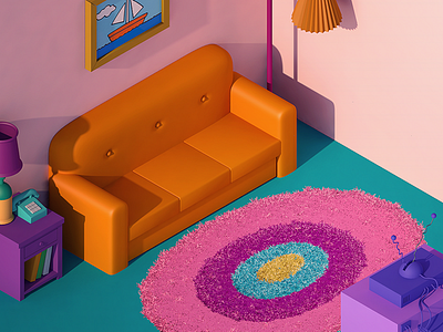 The Simpsons living room 3d illustration simpsons