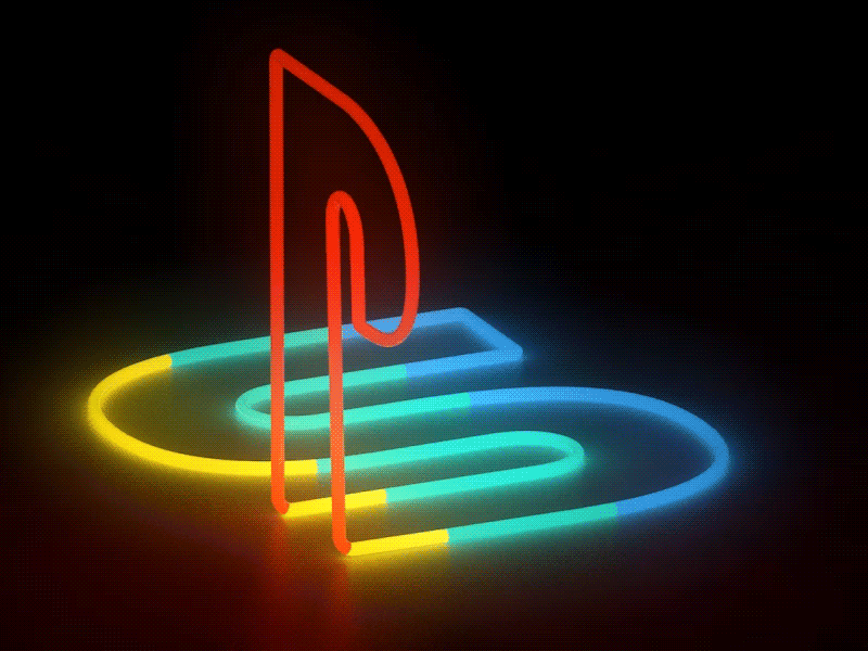 PSX logo as a neon sculpture 3d c4d cgi cinema4d playstation psx