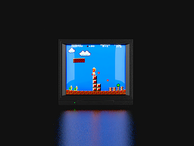 Super Mario Bros on a CRT TV 3d 90s c4d cgi cinema4d crt mario nintendo render retro tv