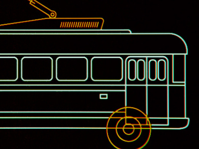 Trolleybus illustration line drawing minimal transportation