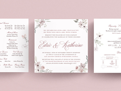 Watercolor Floral Wedding Invitation dainty elegant floral invitation layout watercolor wedding