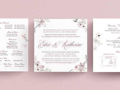 Watercolor Floral Wedding Invitation