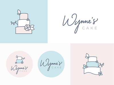Wynne's Cake Logos branding cake cake decor icon identity illustration logo logotype pastel