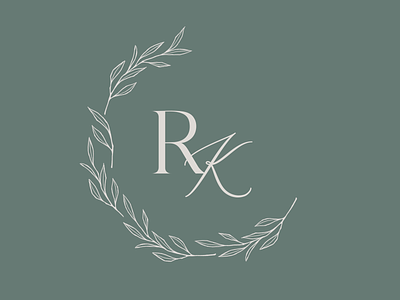 R&K Wedding Monogram botanicals digital lettering elegant green initials leaves lettering logo minimalist monogram script type wedding