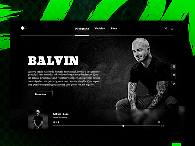 J. Balvin - UI graphic design interface landing page modern music regaetton ui ux web design website