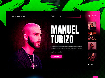 Manuel Turizo - UI graphic design interface landing page modern music regaetton ui ux web design website