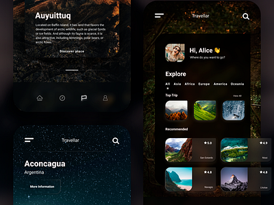 Travellar - App app application design graphic design interface landing page modern travel ui ux web design