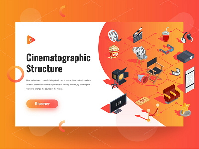 Cinematographic Structure gradients interface isometric landing page modern ui ux web design