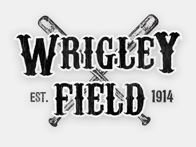 Wrigley Field Concept baseball vintage woodblock