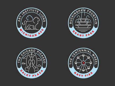 Chicago Landmarks badge branding chicago illustration typography