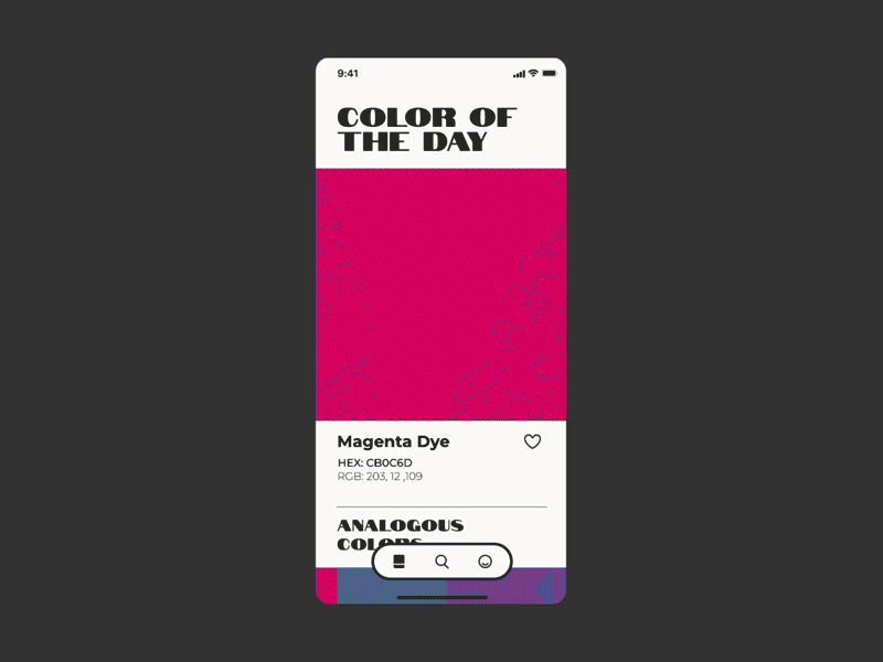 Color of the day app design design interface ui ux
