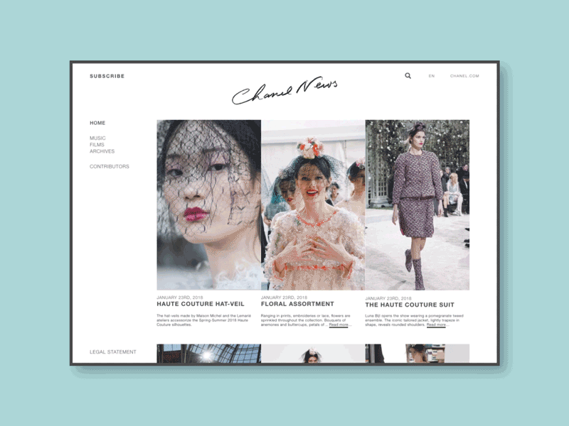 Redesgin - Chanel News animation blog interface web