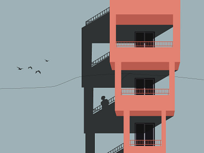 Untitled balcony illustration minimalist