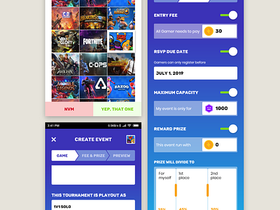 Create event - mobile UX event game mobile app ux web app