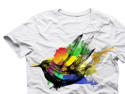 bird colours brush ink photoshop t shirt