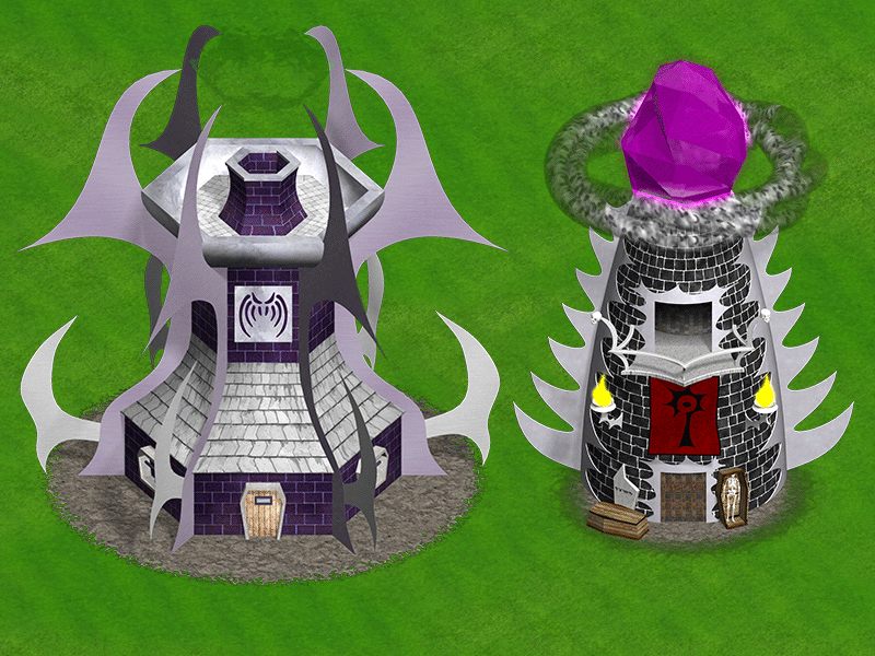 Lich tower and Necromancer tower isometric buildings fantasy art game art graphic design isometric art