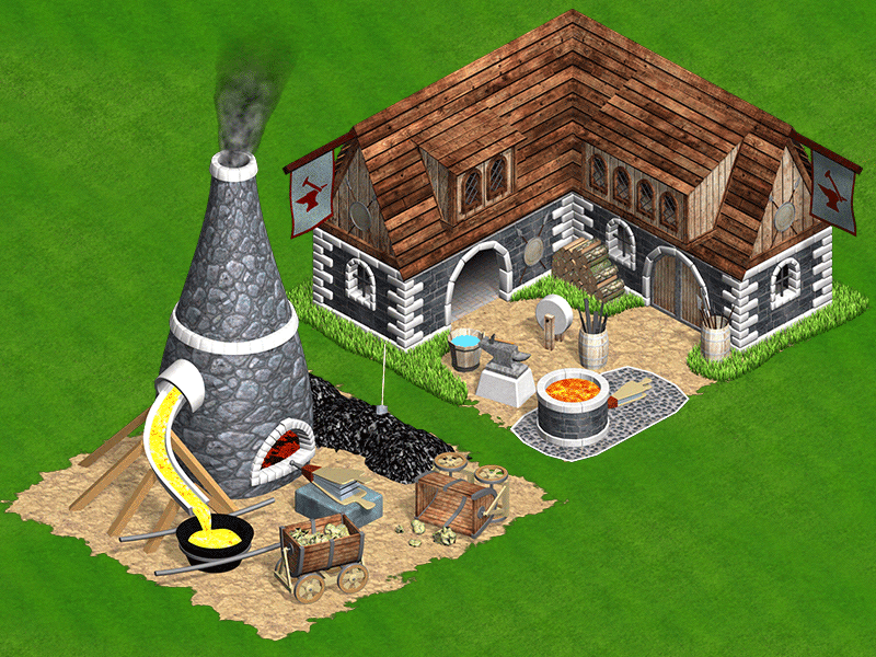 Forge and Blacksmith fantasy art game art graphic design isometric art