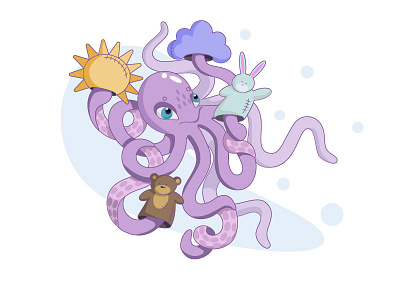 octopus digital digital art digital illustration kids illustration octopus vector vector art vector illustration