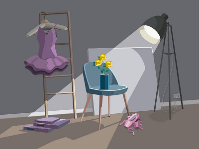 the shine ballet creation illustraion items room shadows shine vector vector illustration vectorart