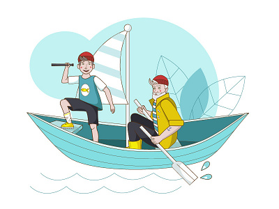 Dynasty os sailors age boy family grandfather illustration people sailor sea vector vector illustration