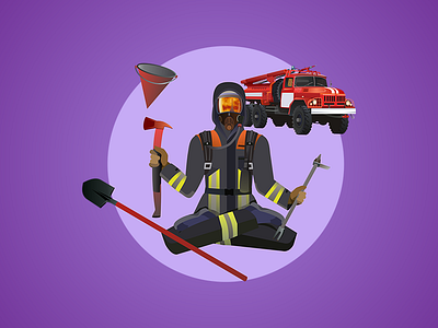 firefighter girl вектор векторная графика иллюстрация профессии человек