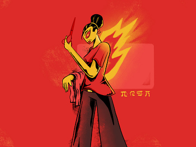 Samurai Barbershop #1 barber barber girl barbershop character design characterdesign china chinese chinese culture fire flames girl girl character girl fire hairdresser illustration procreate samurai scissors textures woman character