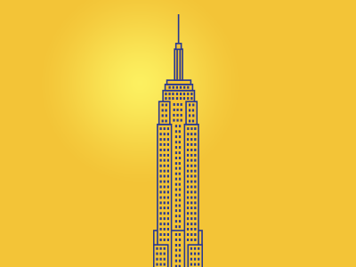 Empire State Building blue building design flat graphic icon line new york city nyc yellow