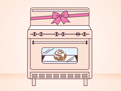 Bun in the Oven drawing food girl graphic kitchen oven pink simple