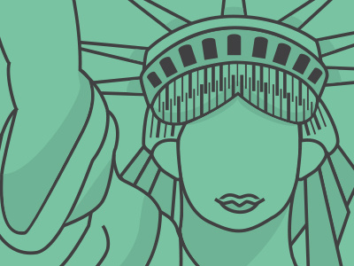 Ms. Liberty design graphic green liberty line new york nyc simple statue