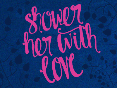 Shower Hand Lettering brush custom hand lettering navy organic pink