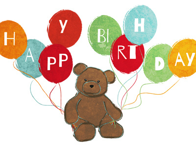 Birthday Bear animal balloon bear birthday drawing texture