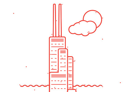 Skyscraper-Sears Tower building chicago drawing graphic icon line red simple skyscraper