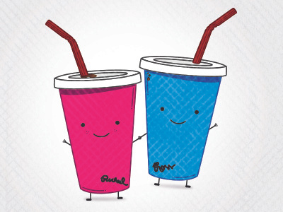Friendly Drinks blue character cute drawing drinks icon illustration pink small texture