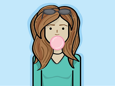 Bubble Gum Girl blue bubble cartoon character girl green gum illustration illustrator