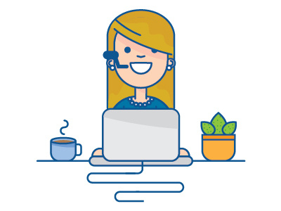 Work from Home character computer desk graphic illustration people person vector