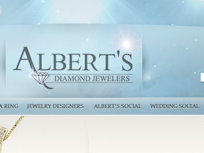 Alberts blue detail header lighting effects navigation website