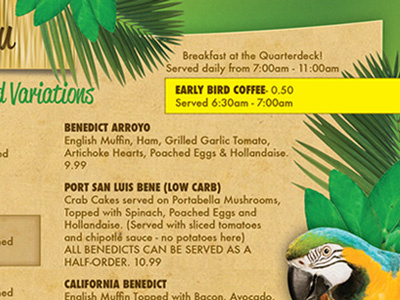 Quarterdeck Menu green menu restaurant texture