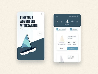 Sailing Rental Mobile App app kraken marketing mobile product design ui ux vector