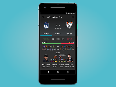 Dota 2 Post Game Results app dota esports game mobile ui ux