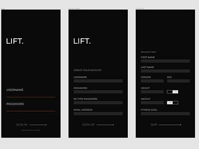 Daily UI Submission Sign Up UI app daily 100 challenge dailyui dailyui 001 dark app dark mode design designer flat minimal ui ux workout workout tracker