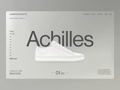 Common Projects Web Design Concept black common projects concept design design concept grayscale grey greyscale minimal redesign shoes sneakers ui ui design ui designer ux ux design ux designer web design white