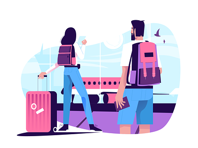 Travel illustrations animation assets branding character design graphic design illustration lottie luggage pack plane travel ui vector