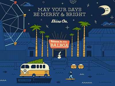 May Your Days Be Merry & Bright balboa beach happy holidays merry christmas mid century modern newport peninsula shine on