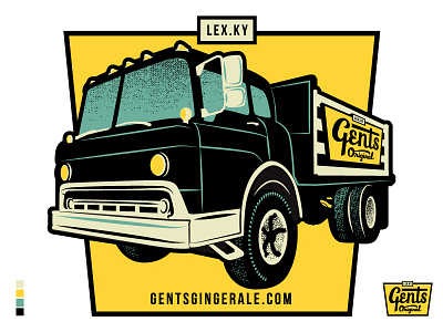 Gents Original Ginger Ale - Delivery Truck Sticker 4 color delivery gents ginger ale illustration kentucky lexington original sticker truck