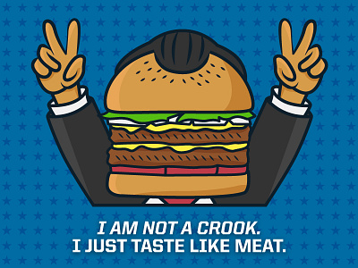 Beyond Meat - President's Day - Richard Nixon american blue burger funny i am not a crook illustration patriotic president presidential presidents day richard nixon stars