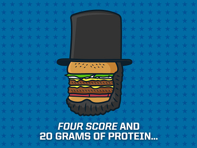 Beyond Meat - President's Day - Abraham Lincoln abe lincoln abraham lincoln american burger funny illustration patriotic president presidential presidents day stars top hat
