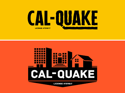 Cal-Quake Construction - Logo Options california comps construction earth quake illustration logo retrofit typography