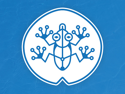 Blue Frog amphibian blue circuit frog geometric illustration lily pad lines logo tech water wireless