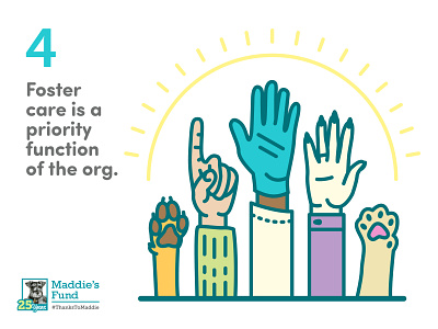 Maddie's Fund - 4th Guiding Principle for Foster Programs animal doctor foster care hands icons illustration infographic paw rescue shelter sun surgeon veterinarian